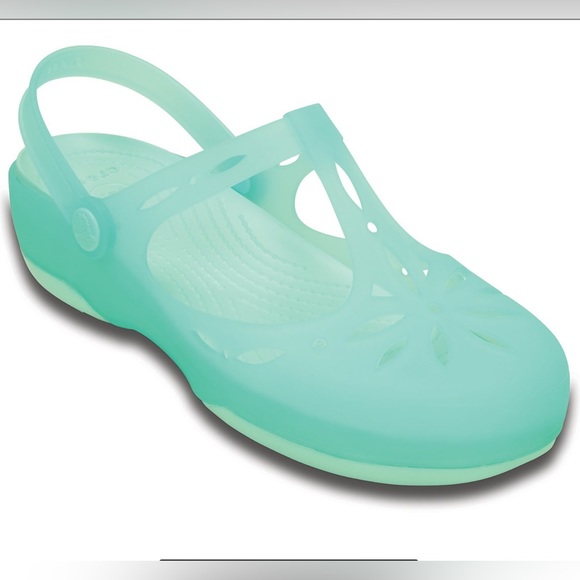 RARE NWOT Crocs 202455 Carli Cutout Jelly SlipOn Shoes Mint Blue Women's Size 7 - Picture 5 of 5